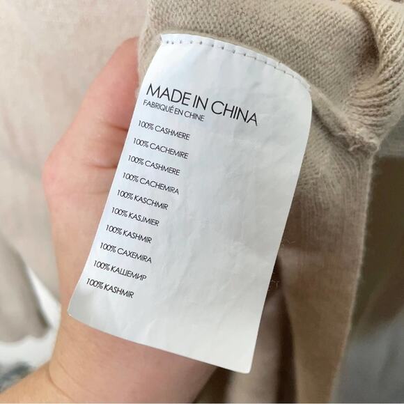 CLUB MONACO 100% Cashmere Mock Turtleneck Sweater Tan Stone {UU1} - Picture 5 of 5